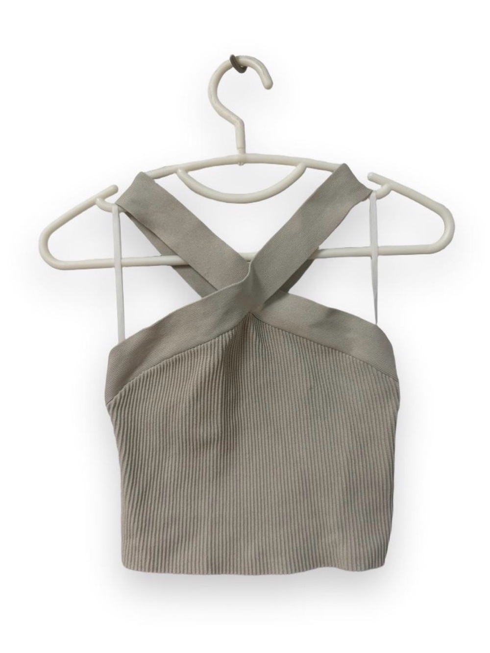 Aritzia Babaton Halter Ribbed Crop Top - Cream
